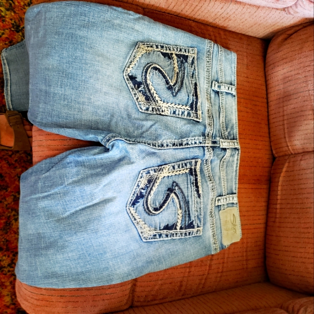 Silver jean capris